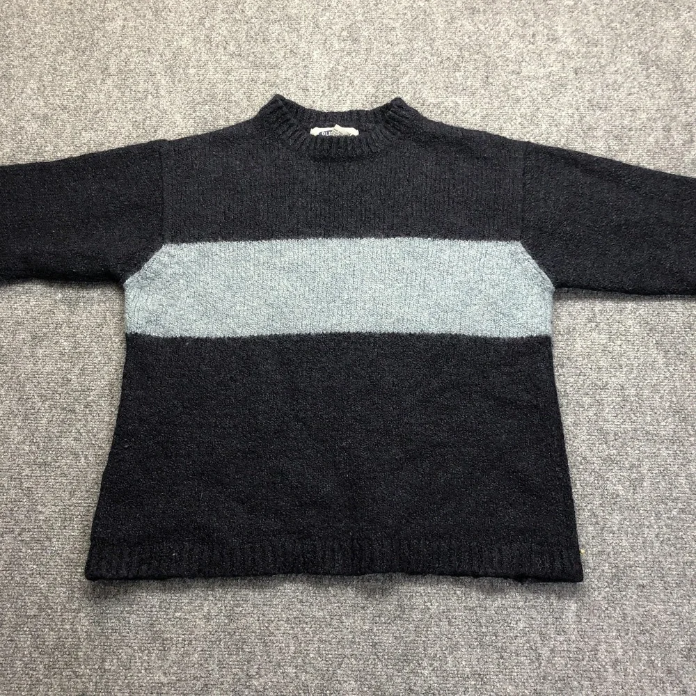 Vintage Old Navy Sweater Mens Large Blue Stripe Crewneck Wool Blend Pullover